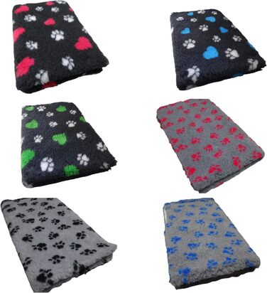 Килимок для собак Vet-Bed Softbed Dry-Bed: м'який, нековзний, 22 мм ворс (1м x 1,60м, світло-сірий + рожеві лапки)