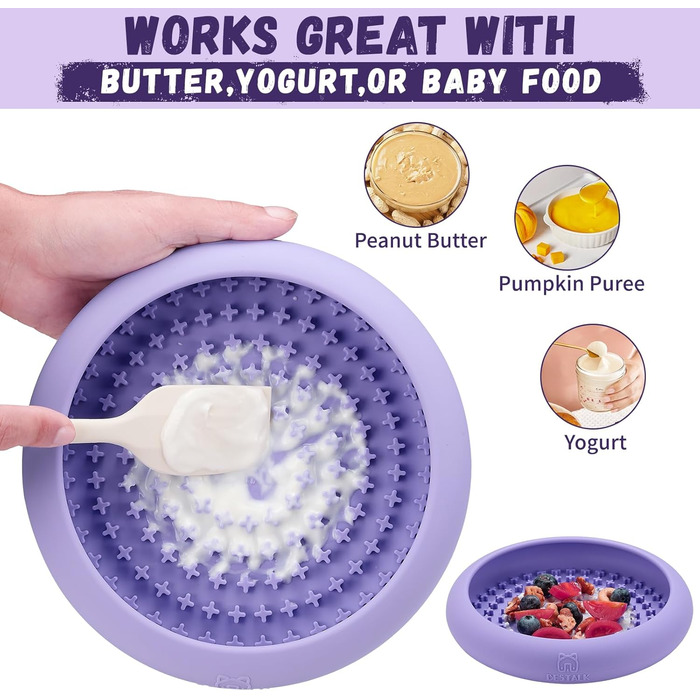 Нічна годівниця для собак Bestalk: зменшує тривожність, сповільнює годування, килимок-іграшка, силікон, BPA-free, для миття в посудомийній машині (фіолетовий)