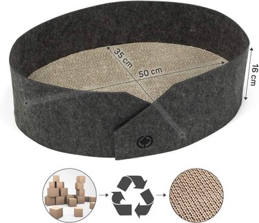 Клітка-ліжко для котів Owen-Tower XL, сірий, 50 см, з когтеточками та двома хвильовими платформами