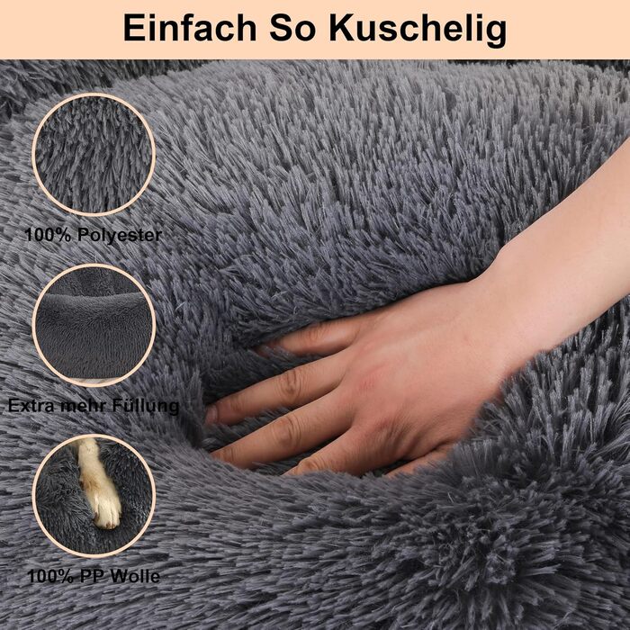 Кругле ліжко для собак маленьких порід - м'яке та миється - ідеальне для комфорту вашого улюбленця. Підходить для Чихуахуа та Йоркширських тер'єрів до 4 кг. Діаметр 50 см, розмір 50x50x18 см, темно-сірий колір.