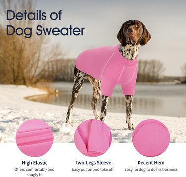 Теплий пуловер для собак IECOii з флісу, рожевий, 5XL (обхват грудей 93 см)