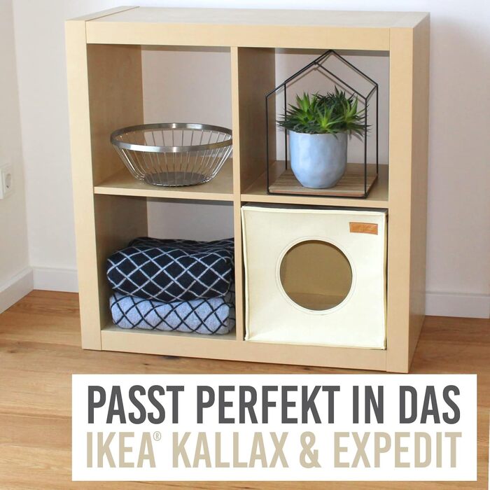 Будиночок для котів з фетру KaraLuna для полиці IKEA Kallax/Expedit, затишна лежанка для 2 котів або великих котів, кошик для сну, бежевий