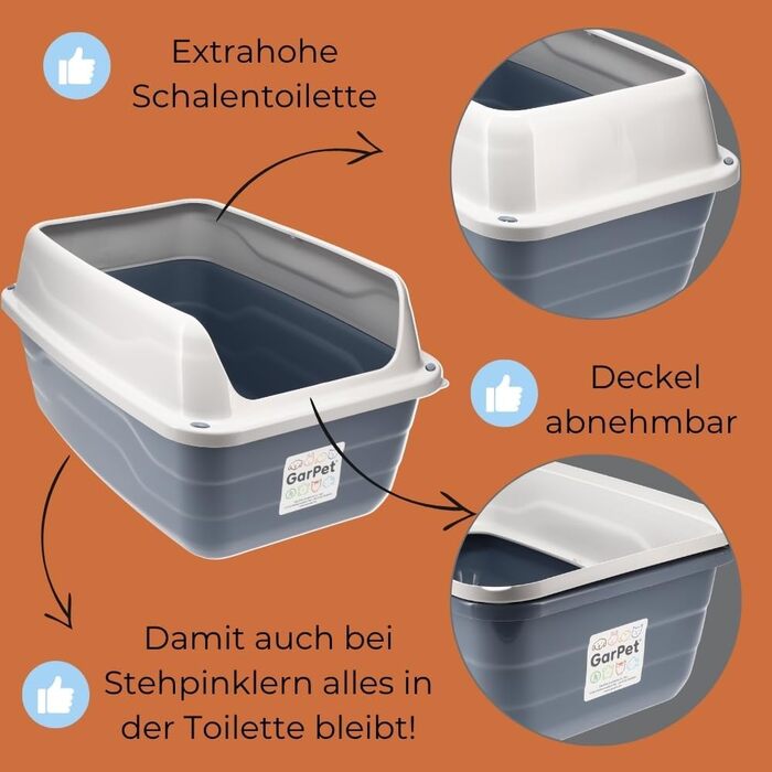 Котлові туалети для котів GarPet XXL: великі, відкриті, з високим бортиком, гігієнічні