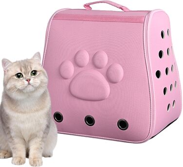 Транспортна сумка для котів, переноска для тварин | Дихаюча переноска для котів, маленька переноска для котів та собак, портативна сумка для тварин у дорогу Рожева