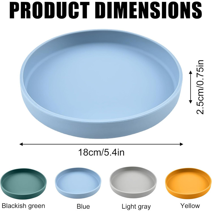 Набір мисок для котів (4 шт.), 18 см, силікон, для сухого та вологого корму (блакитний, жовтий, рожевий, сірий)