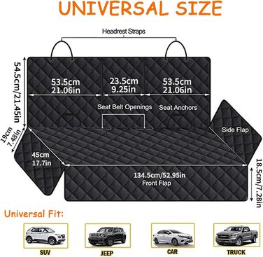 Захист для автосидіння для собак 4-в-1, чорний. Водонепроникний, стійкий до подряпин, антиковзаючий. Підходить для всіх авто, SUV.