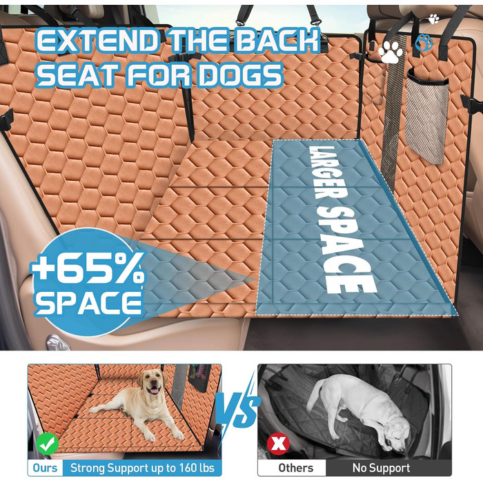 Водонепроникний килимок для собак у машину, XXL, помаранчевий - захист заднього сидіння