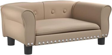 Софа для собак Festnight, ліжко для маленьких собак та котів, м'яке ліжко для домашніх тварин з штучної шкіри, 70x45x30 см (Капучино)