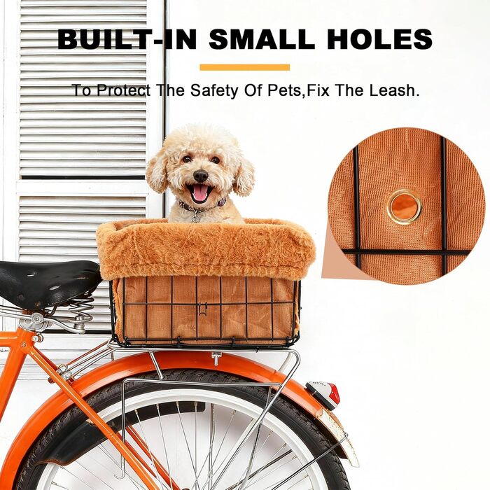 Фарбований кошик для велосипеда для собак з підстилкою, теплий та м'який, з міцної тканини, комфортний, для собак