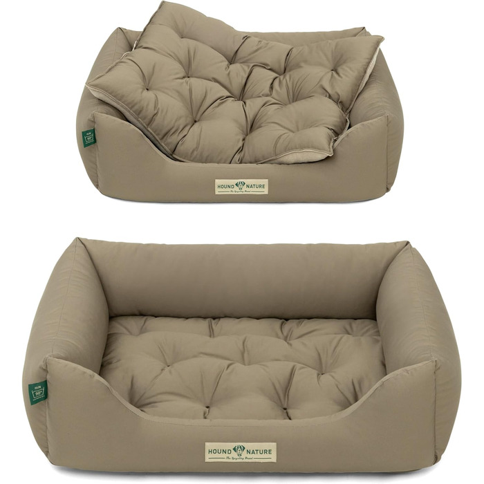 Ортопедичне собаче ліжко HOUND & NATURE Zürich S (75x60 см, Taupe) | М'яке, кудлате, з можливістю прання