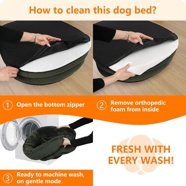 Ортопедичне ліжко для собак, ліжко-софа для собак з валиком, неслизьке дно, знімне та пральне, середні та великі породи, 106 x 79 x 17 см, оливковий колір