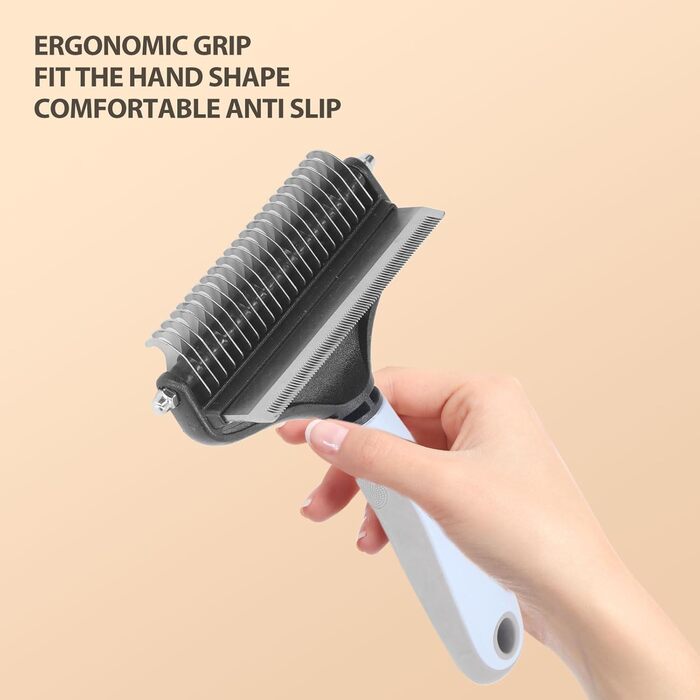 Щітка для грумінгу собак 2-в-1: розпушувач та вичіска для великих цуценят та дорослих собак (блакитна)