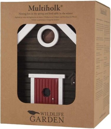 Садовий будиночок для птахів Wildlife Garden WG106, чорний, комбінований годівничка та гніздівля з дерева