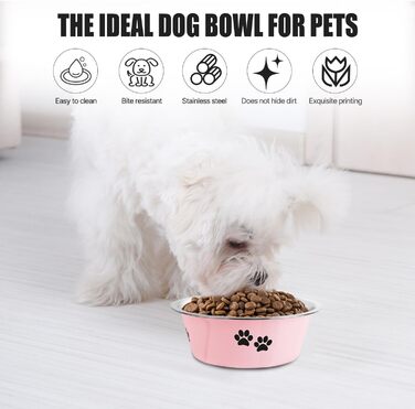 Набори мисок для собак та котів SUOXU з нержавіючої сталі (860 мл, 2 шт.) з антиковзною основою - рожевий