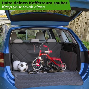 Захист для багажника автомобіля BELISY для собак: водовідштовхувальний килимок з захистом бокових стінок та краю вантажного відсіку, антиковзаюча поверхня, 185 x 101 x 35 см. Преміум якість, універсальний розмір.