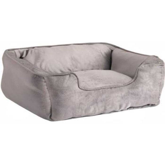 Ліжко для собак Lionto 2-в-1 з м'яким входом, зручне лежання для собак та котів, 60x50 см, подушка для собак у легкому догляді з ефектом замші, сірий L 60 x W 50 x H 22 см Темно-сірий/Світло-сірий