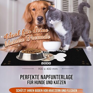 Персоналізована килимок для годування собак з іменем та фото - Royal, 90 x 40 см, миючий, протиковзкий