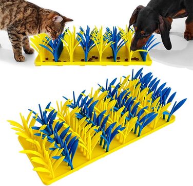Силіконовий килимок-пазл для котів та собак VirgoCCY, інтерактивна миска-пазл для тварин, синій та жовтий, 1 розмір