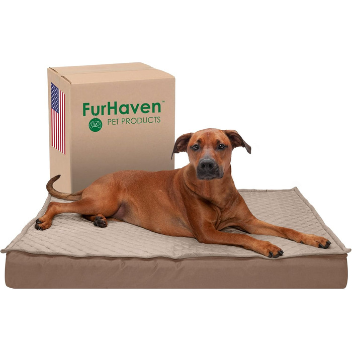 Лягу для собак Furhaven XL: Водостійкий лежак з піною Memory Foam, розмір Jumbo (X-Large), колір пісок (102 x 81 x 10 см)