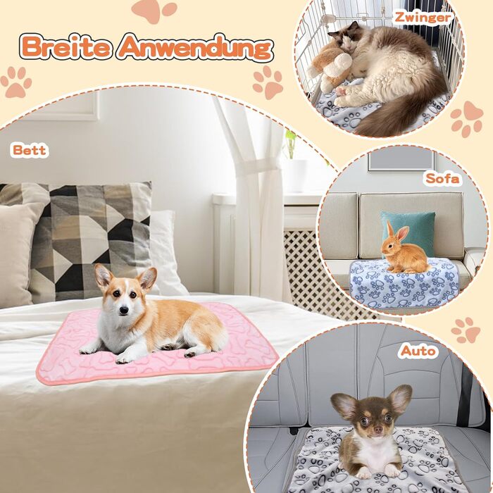 М'яка ковдра для собак та котів, 200x150 см (3 шт. в наборі): сірий, блакитний, рожевий