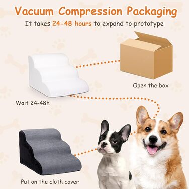 Сходинки для собак Nobleza – 3 сходинки, сірі, 35x56x40 см, з миючим покриттям та протиковзким дном