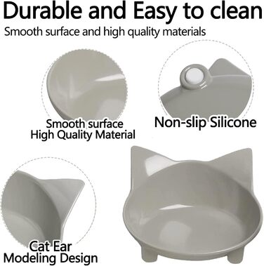 Набір мисок для котів Katzennäpfe (3 шт.) з антиковзним покриттям - сірий, білий, жовтий