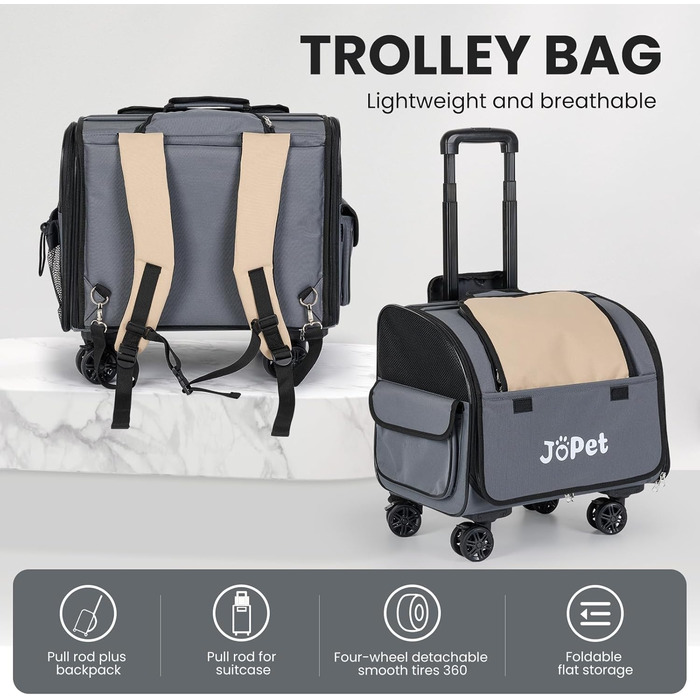 Транспортувальна сумка для домашніх тварин на колесах, рюкзак для собак та котів, сумка-переноска, оливковий колір