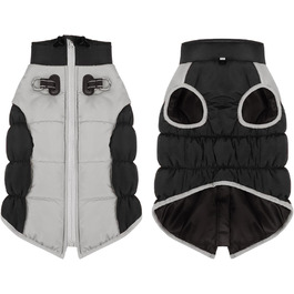 Тепла жилетка для собак Aiboria на зиму, чорна, без рукавів, з нагрудником, розмір XXL
