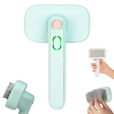 Професійна щітка для тварин Pet Ion Brush з подвійним іонним генератором: самоочисна щітка для собак та котів, м'яке розплутування шерсті та підшерстка, для короткої та довгої шерсті (зелена)