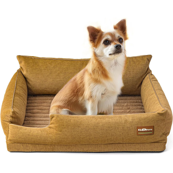 ClevaHome Ортопедичне собаче ліжко/софа для маленьких собак та котів – водовідштовхувальний та пральний чохол, неслизьке дно, комфортне ліжко з піною типу 