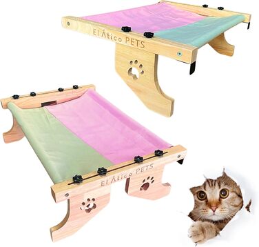 Накидка-гамак для кота, гамак для кота на вікно, підвісний гамак для кота на 2 ніжках або гамак для кота на 4 ніжках, котяче ліжко, радіатор, гамак для котів, велике котяче ліжко сірого/рожевого кольору