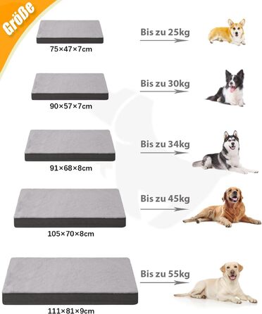 Ортопедичне ліжко для собак великих порід KSIIA, 91x68 см, знімний чохол, двостороннє, темно-сірий колір