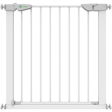 Захист для сходів Vounot: сітка без свердління, 75-108 см, для дітей, собак та котів, автоматичне закриття, магнітний замок, стопор 90°, білий (2x подовження)