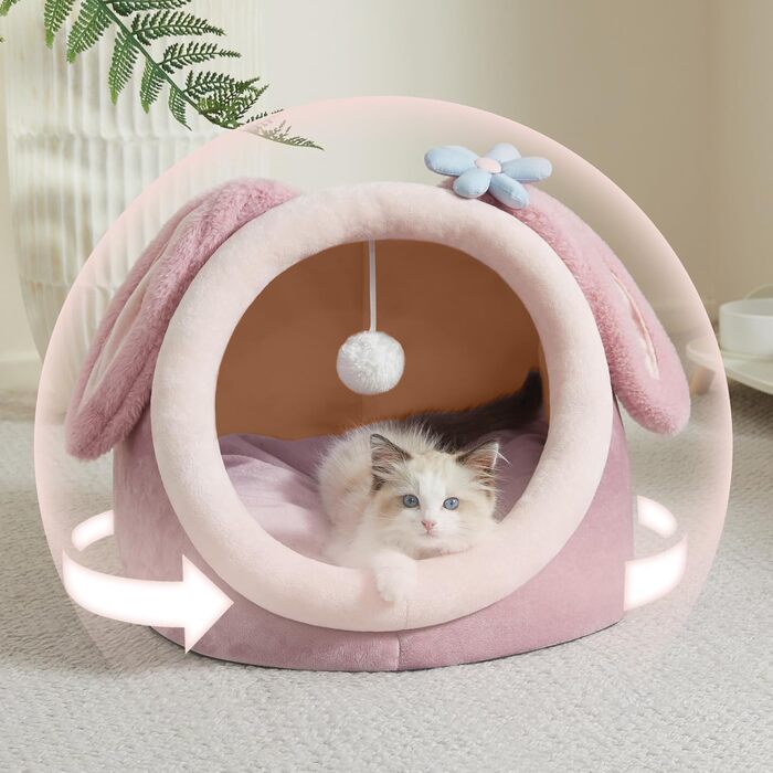 Будиночок для котів Jiupety, котяча лежанка M (38x37x32 см), кошик з нековзким дном і знімною подушкою, синій