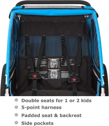 Причіп для дитячої коляски Tiggo S2 з підвіскою, 2-в-1, для бігу та велосипеда, причіп-трансформер, поворот на 360°, блакитний