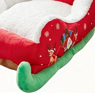 Ліжко для тварин у вигляді санча, 64x45x33 см. Зимове ліжко для собак, ліжко-санча для тварин, подушка-санча на Різдво. Для дому, балкону, внутрішнього та зовнішнього використання.