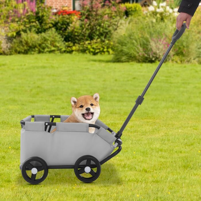 Візок для собак та котів Mini Hundewagen, сірий, до 10 кг, розкладний, з висувним ручками