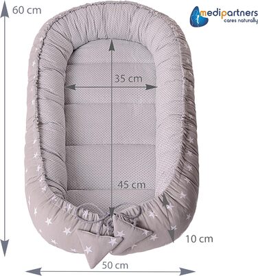 Килимок для кота та собаки Medi Partners 75x60x10 см, м'яке ліжко-гніздо з зірками (білий)