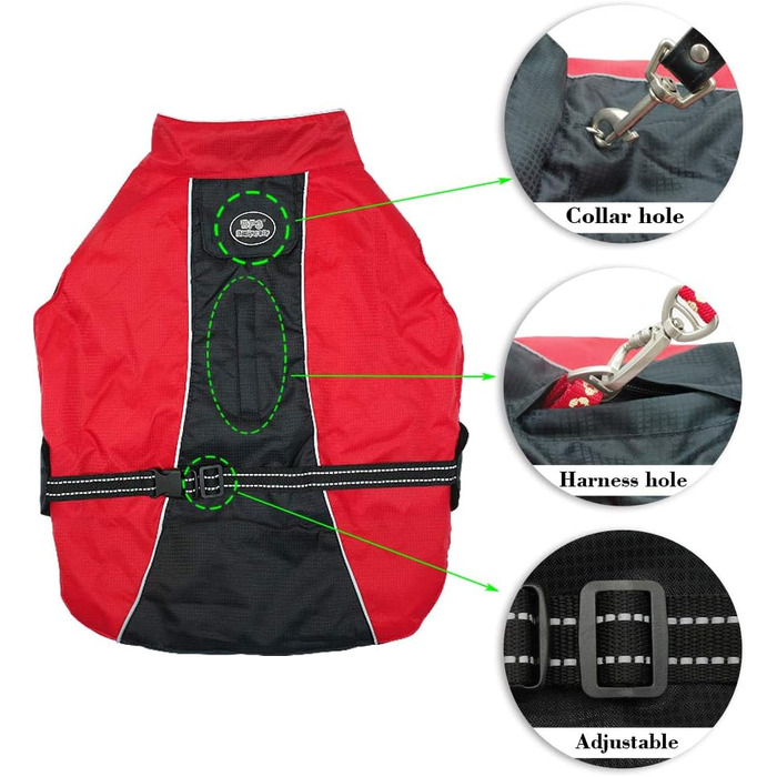 Водонепроникна зимова куртка для собак Beirui (5XL) – тепла флісова підкладка, червона