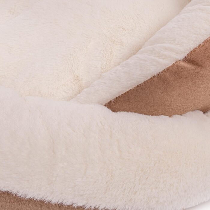 Кругле ліжко для собак Wallace & Jones Grace - зручний лежак для середніх собак | М'яке ліжко, ліжко з бортиком, неслизьке | Колір: коричнево-бежевий | Розмір M | 60 x 60 x 48 см