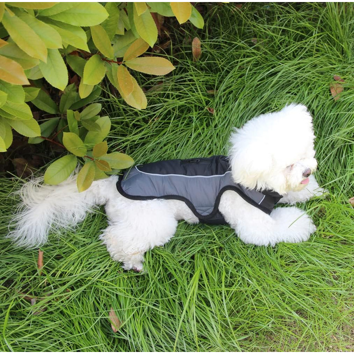 Тепла флісова нашийникова куртка для собак середніх порід, водонепроникна бавовняна куртка для холодної зими, чорний колір, розмір M