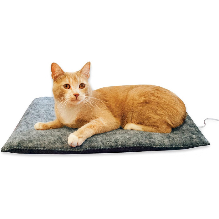 Обігріте котяче ліжко K&H Amazin Kitty Pad для дому, сіра миюча мат для котів, ловить шерсть і пил, 38,1x50,8 см