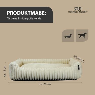 М'яке ліжко для собак та котів Rohrschneider Kuschelsofa Deluxe | З антиковзною основою | З корзиною для маленьких та середніх тварин | Бежеве, 50x70x15 см