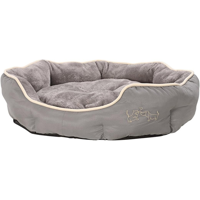 Ліжко для собак і котів Dehner Lieblinge Sammy, овальне, 90x80x14 см, поліестер, сіре