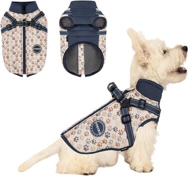 Зимова куртка для собак з шлейкою, для малих та середніх собак, водонепроникна, регульована, розмір XX-Large, блакитна