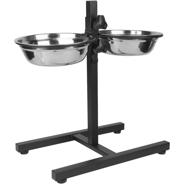Підвищений годівниця для собак та котів 2-в-1, 4 регульовані висоти, підставка Anti-Slip з нержавіючої сталі, для всіх порід (1-2 миски)