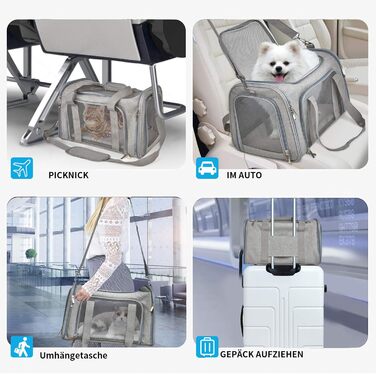 Сумка-переноска TOFFCAEA для котів і собак, складана, до 5 кг, сіра, 50×34×34 см