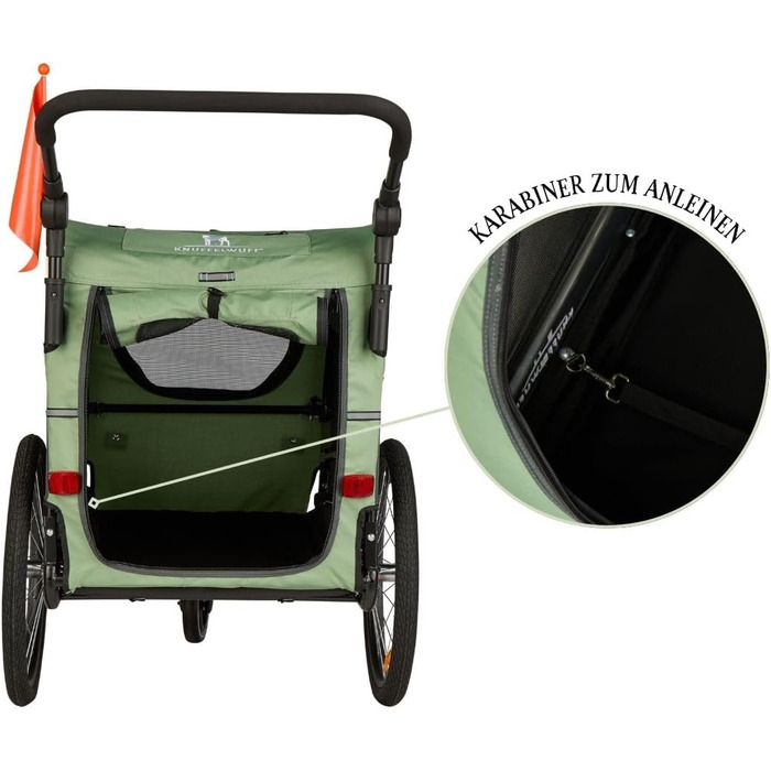 Причеп для собак Cruvado Knuffelwuff: фальш, легкий, стабільний, до 45 кг, з безпековою лінією та від комарами