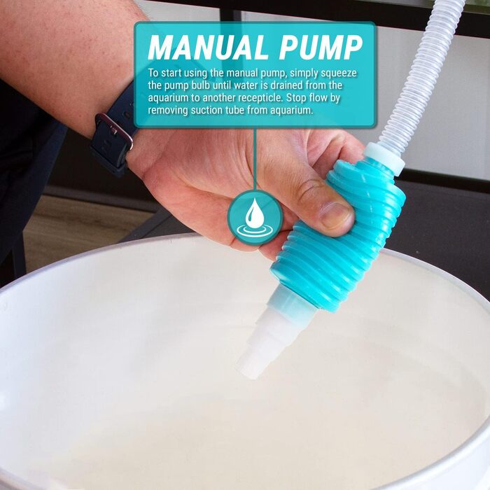 Гравійний сифон для акваріуму TERA PUMP Nano, BPA-free, з фільтром і присоскою, для акваріумів до 10 л, 2 шт