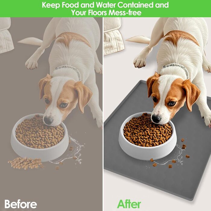 Килимок для годування собак, вологостійкий килимок під миску для тварин, великий силіконовий килимок з бортиком, 50 x 60 см, захист від бруду, килимок для цуценят